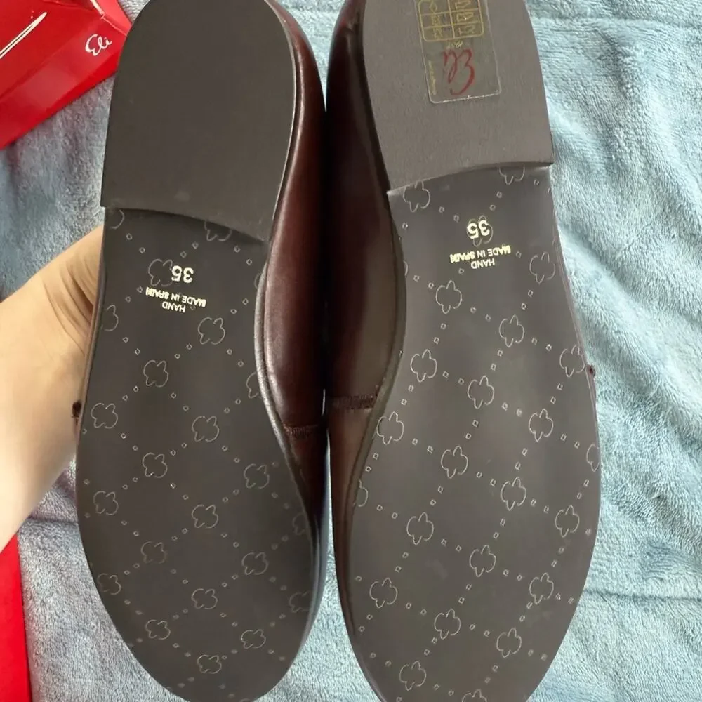 PAPANATAS Boys Leather Crown Embroidered Loafers European Shoes